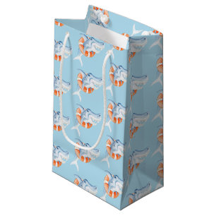 Weiße Haie Aquarellmalerei Kunst blau-orange Kleine Geschenktüte