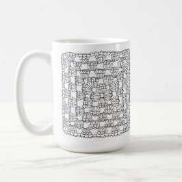 Weiße Häkel-Oma-Quadrat-Kaffeetasse Kaffeetasse