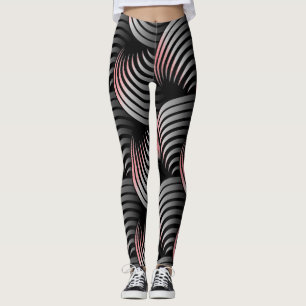Weiße Hälfte wirbeln auf schwarzem Hintergrund Leggings