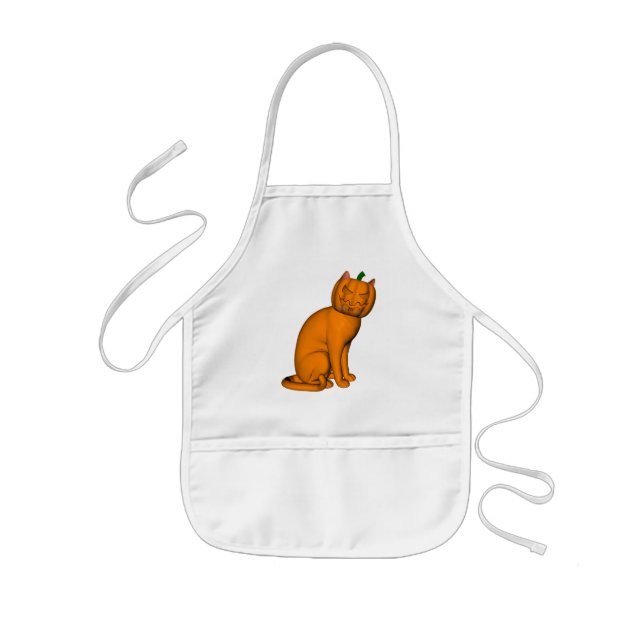 Weiße Halloween-Katze Kinderschürze (Vorne)