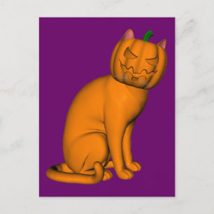 Weiße Halloween-Katze Postkarte