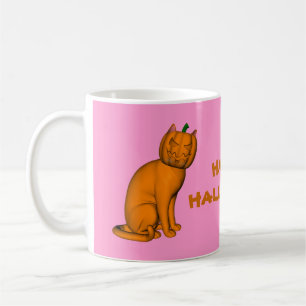 Weiße Halloween-Katze Tasse