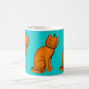 Weiße Halloween-Katze Tasse