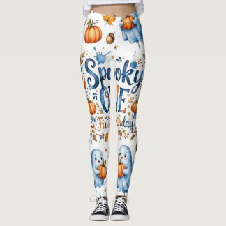 Weiße Halloween-Leggings für Frauen mit Spooky ONE Leggings
