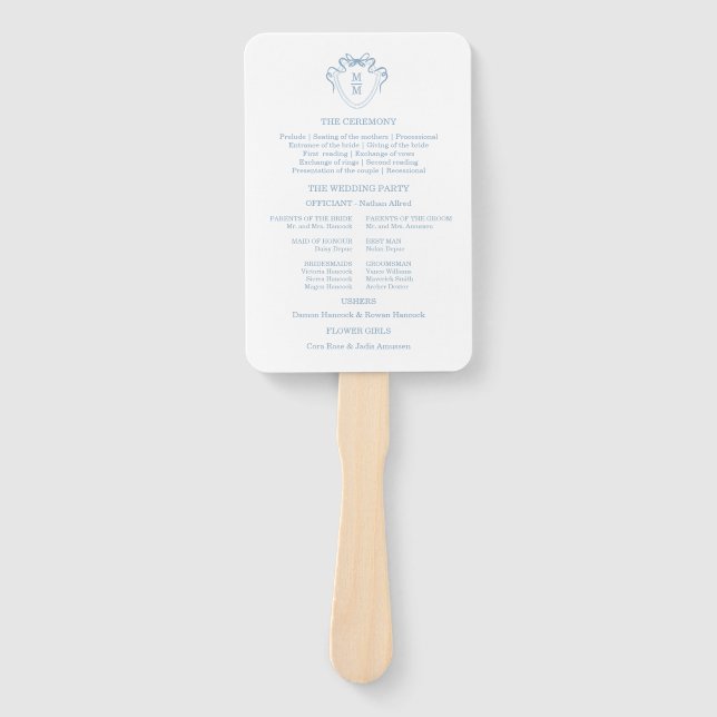 Weiße handgezeichnete blaue Hochzeitungs-Detailkar Fächer (Vorderseite)