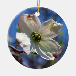 Weiße Hartriegel-Blumenverzierung Keramik Ornament