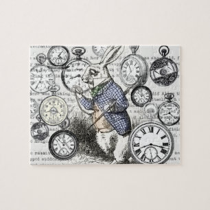 Weiße Hasen Alice im Wunderland Uhren Puzzle