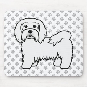Weiße Havanese süße Cartoon-Hund-Illustration Mousepad