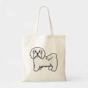 Weiße Havanese süße Cartoon-Hund-Illustration Tragetasche