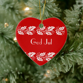 Weiße Heilige in rot - Gott Jul Keramik Ornament