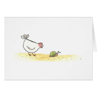 Weiße Henne und Schnecke