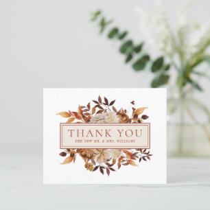 Weiße Herbst-Terrakotta-Blätter Florales Dankeschö Karte
