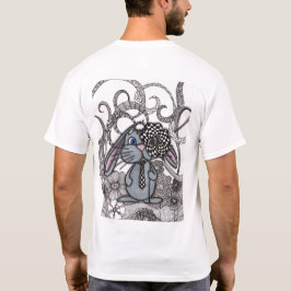 Weiße Herren-T-Shirt Zentangle-Hase Rücken-Druck T-Shirt