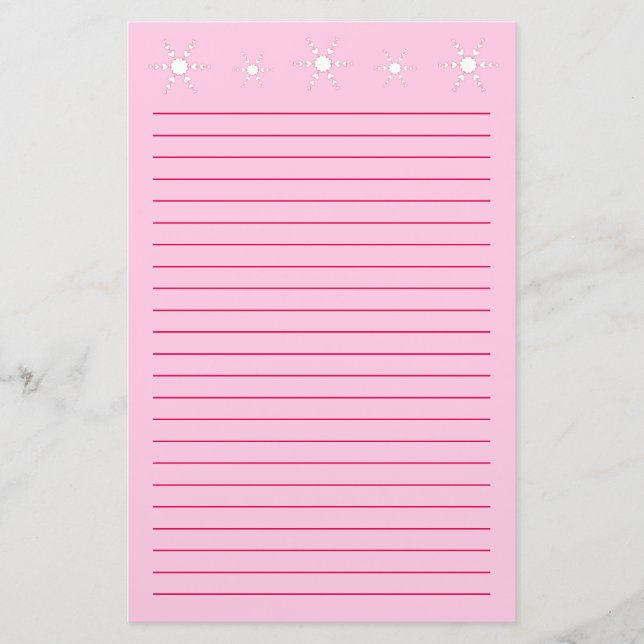 Weiße Herz-Schneeflocken zeichneten Briefpapier (Vorderseite)