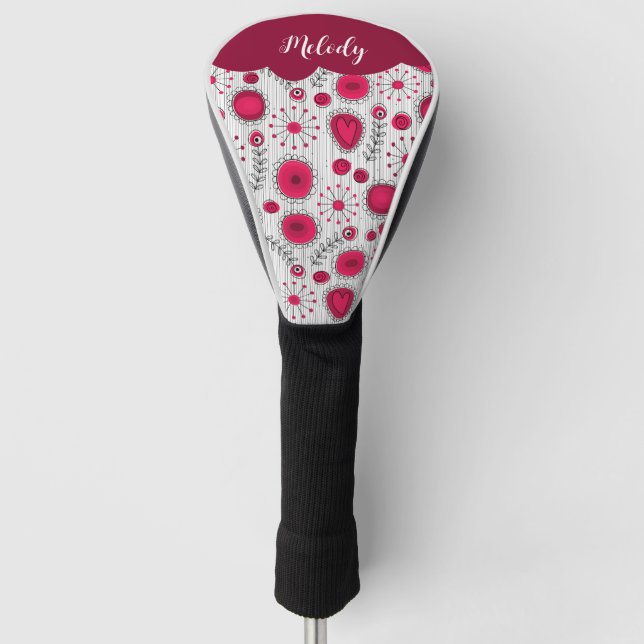 Weiße Herzchen Blume Blumenname Golf Headcover (Vorderseite)