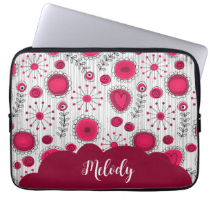 Weiße Herzchen Blume Blumenname Laptopschutzhülle