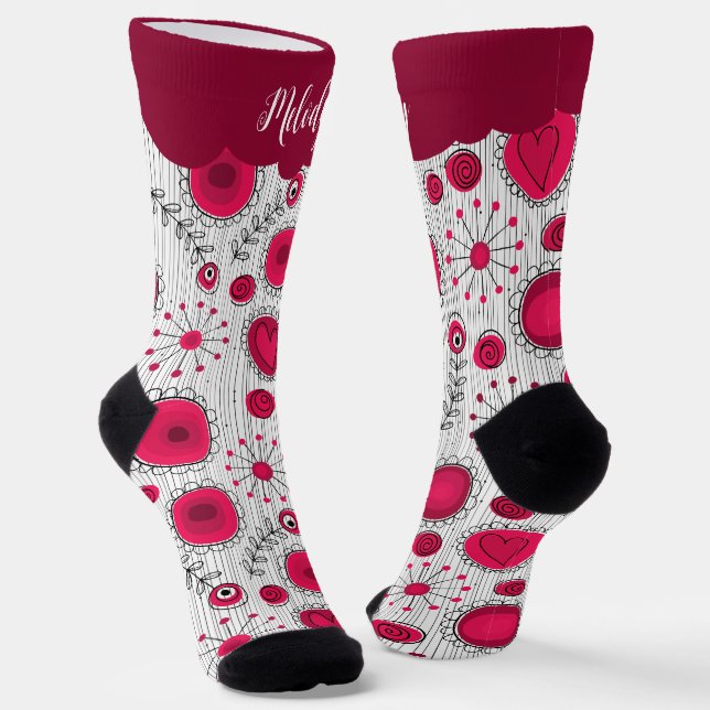Weiße Herzchen Blume Blumenname Socken (Gewinkelt)