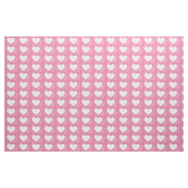 Weiße Herzen auf rosa Blüten Stoff (Yard (91,4 cm))