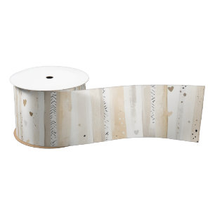 Weiße Herzen Streifen Creme Satinband