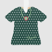 Weiße Herzen über grünes Thirt Kleid Figurine