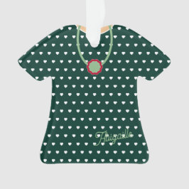 Weiße Herzen über grünes Thirt Kleid Figurine Ornament