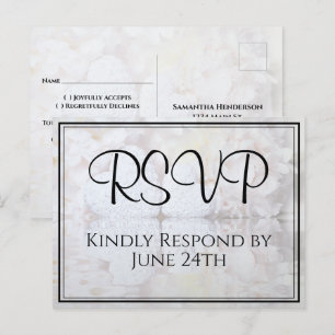 Weiße Herzen und Pfingstrosen-Reflektionen Hochzei Postkarte