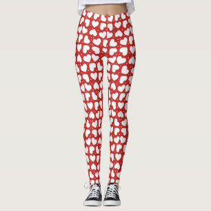 Weiße Herzen und Polka Punkte auf roten Leggings