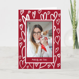 Weiße Herzen Valentins-Photo-Frame Feiertagskarte