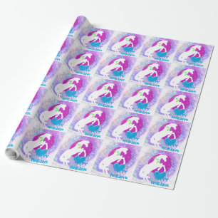 Weiße Herzpferde / Urlaub (farbenfrohe Haze) Geschenkpapier