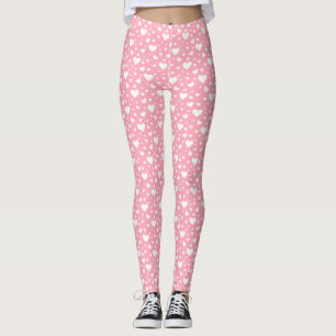 Weiße Herzstruktur auf Rosa Leggings