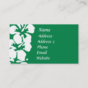 Weiße Hibisken zur Emerald Green Business Card Visitenkarte