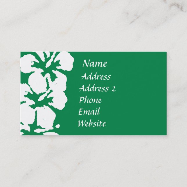 Weiße Hibisken zur Emerald Green Business Card Visitenkarte (Vorderseite)