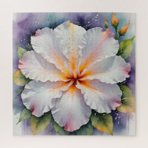 weiße Hibiskus-Blumen-Puzzle Puzzle