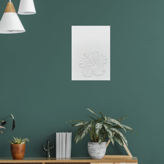 Weiße Hibiskus-Linienkunstposter Poster (Wohnzimmer 1)