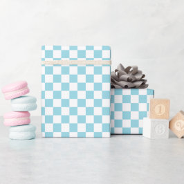 Weiße & Himmelblaue Schachbrett-Wrap-Rolle Geschenkpapier