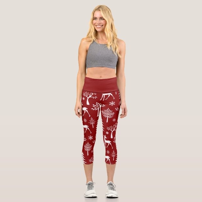 Weiße Hirsche Capri Leggings (Vorderseite)