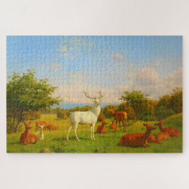 Weiße Hirsche im Freien Puzzle