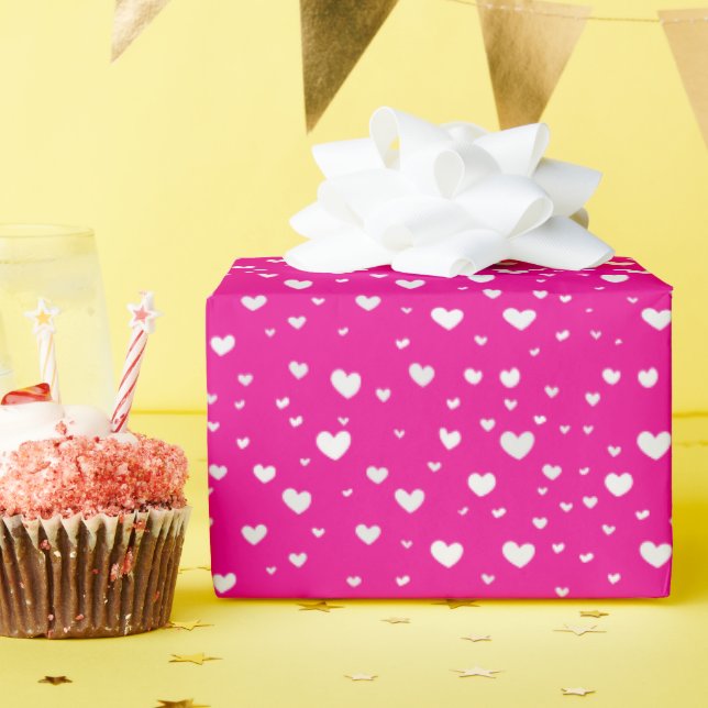 Weiße Hitze auf Neonrosa Geschenkpapier (Geburtstagsparty)