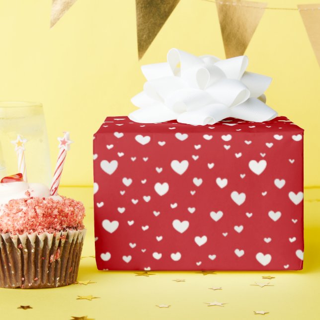 Weiße Hitze auf Rot Geschenkpapier (Geburtstagsparty)