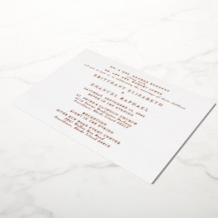 Weiße Hochzeit 2 Veranstaltungsorte Rose Gold Foli Folieneinladung