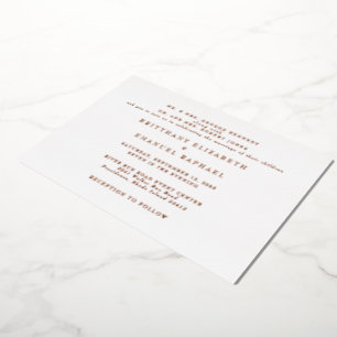 Weiße Hochzeit - Eine Location - Rose Gold Folie Folieneinladung