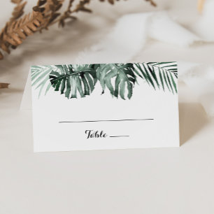 Weiße Hochzeit in tropischer Vegetation Platzkarte