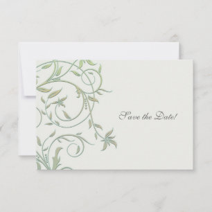Weiße Hochzeit mit grünen Reben - Save the Date