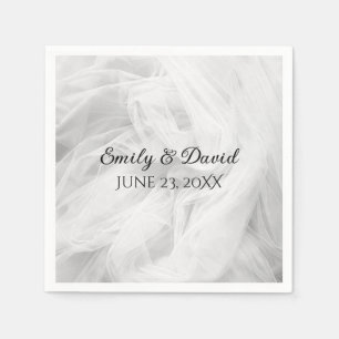 Weiße Hochzeit-Tüll mit Namen Serviette