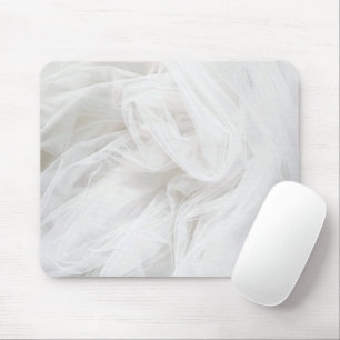 Weiße Hochzeit-Tüll-Textil-Hintergrund Mousepad