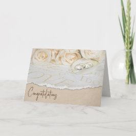 Weiße Hochzeiten-Rose Karte