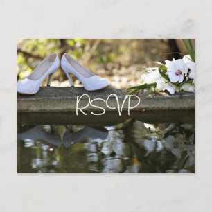 Weiße Hochzeits-Einladung RSVP mit Foto Einladungspostkarte