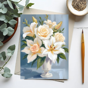 Weiße Hochzeitsblumenstrauß Aquarell Postkarte