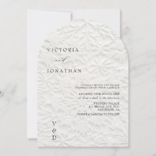Weiße Hochzeitseinladung mit Wintermonogramm Einladung