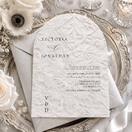 Weiße Hochzeitseinladung mit Wintermonogramm Einladung